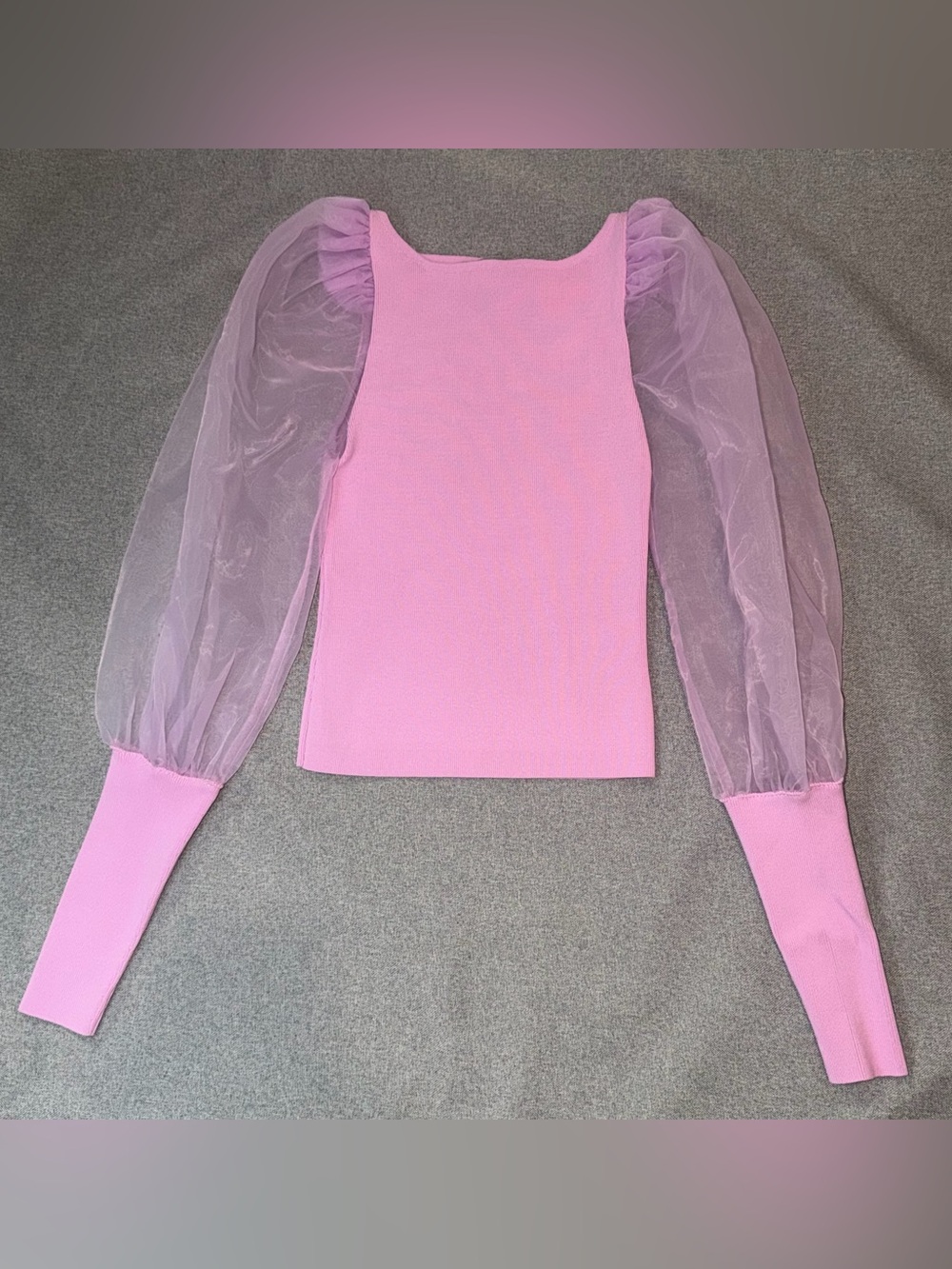 NWT Blue B Collection Pink Sheer Puff Sleeve Top